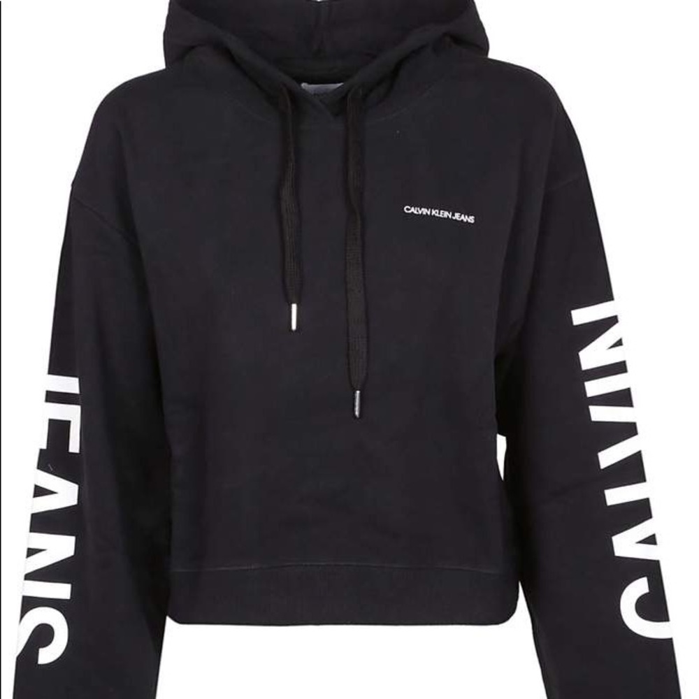 Calvin Klein NWOT cropped logo hoodie black
